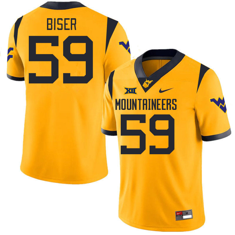 #59 Jackson Biser West Virginia Mountaineers College 2024 New Uniforms Football Jerseys Stitched Sale-Gold